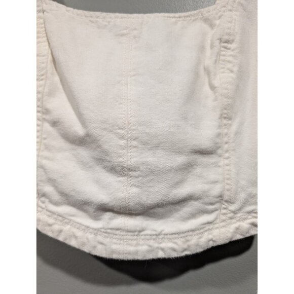 PILCRO Anthropologie Cream Corset Style Cotton/Linen Crop Top Smocked Back Sz S - Picture 7 of 16